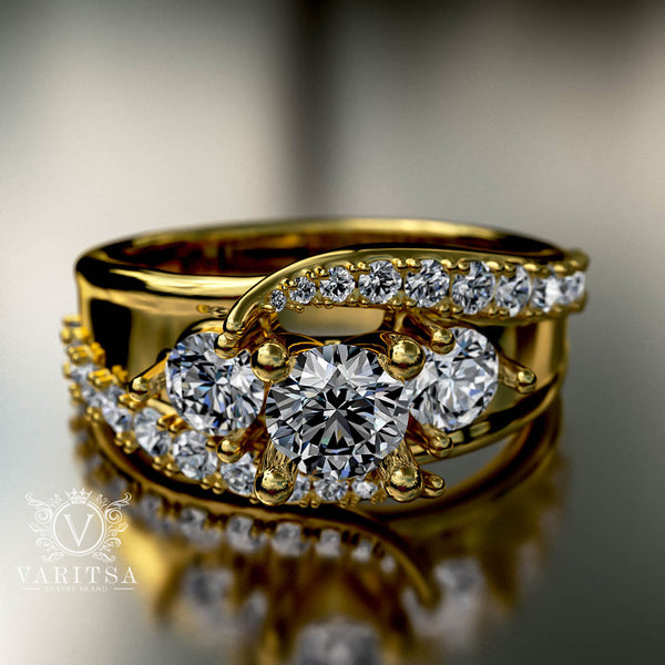 1.41ct Brilliant Diamond Wide Gold Engagement Ring - 03US11